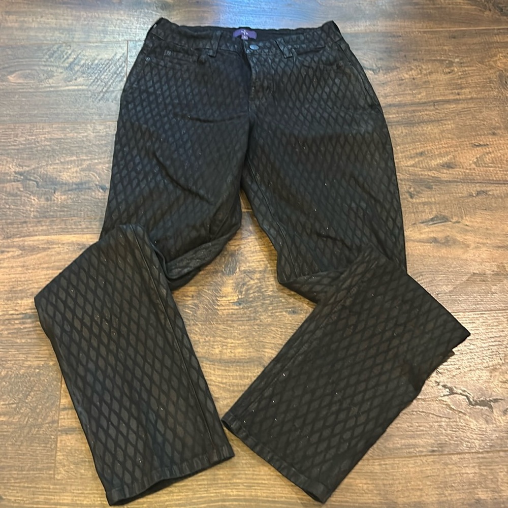 Not Your Daughters Jeans Mid Rise Black Diamond Sparkle and Stretch 4